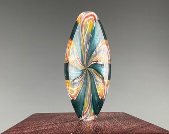 Rainbow Shimmer Zanfirico Terminus Taper - Hollow blown borosilicate glass bead by Beau Barrett