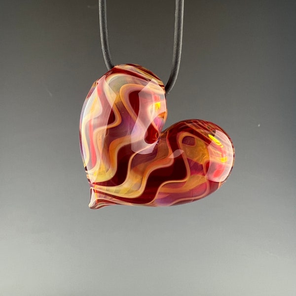 Warmth - Lampwork Hollow Blown Boro Heart Pendant by Beau Barrett