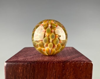 Soft Green Burst Sphere - Hollow blown boro bead by Beau Barrett