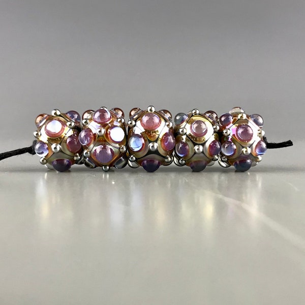 Studded Hyperion (5) Lampwork Glass Beads by Shani Barrett