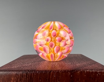 Gold Pink Burst Sphere - Hollow blown boro bead by Beau Barrett