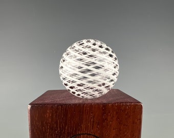 B/W Reticello Sphere - Hollow blown borosilicate glass bead by Beau Barrett