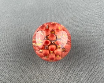 Persimmon Burst Sphere - Hollow blown boro bead by Beau Barrett