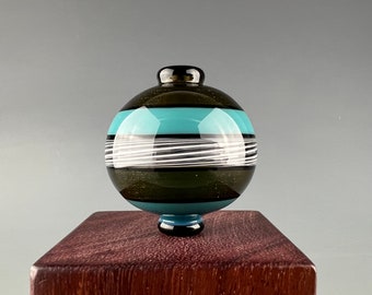 Aqua-Sparkle Incalmo Wheel  - Hollow blown borosilicate glass bead by Beau Barrett