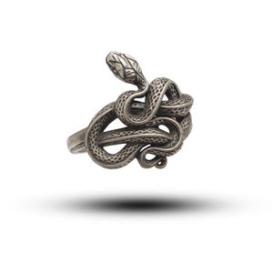 Handmade Gothic Snake Ring 925 Silver, Unique Serpent Jewelry Vintage Stile, Grunge Jewelry, Statement Gothic Animal Ring for Men & Women
