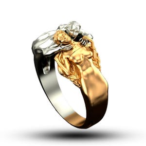Vampire Dracula Ring, Gothic Ring in Sterling Silver - Vampire Wedding Ring, Gothic Vampire Jewelry Halloween / Spooky Fantasy Ring