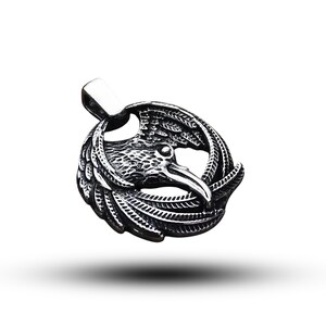 Silver goth raven pendant, celtic bird pendant, viking raven necklace, bird lover gift, goth crow necklace, occult mystical raven jewelry