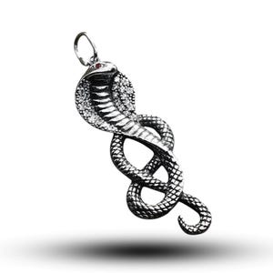 Cobra pendant, occult silver snake pendant with stones, goth witchcraft serpent  necklace, mystical egyptian jewelry, snake lover gift