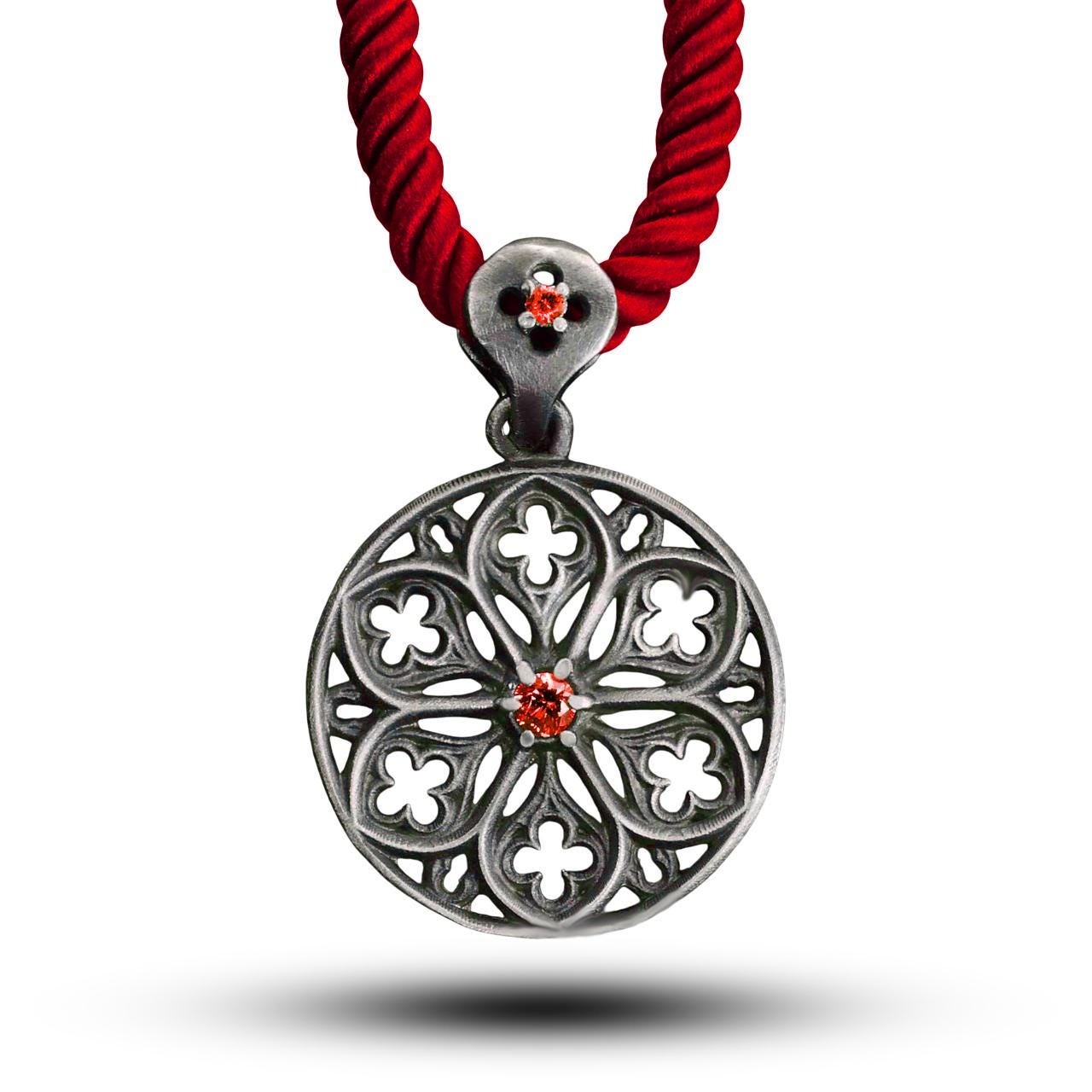 Goth Vampire Medieval Openwork Pendant, Architectural Cathedral Jewelry in Silver, Filigree Goth Necklace, Goth Victorian Grunge Jewelry