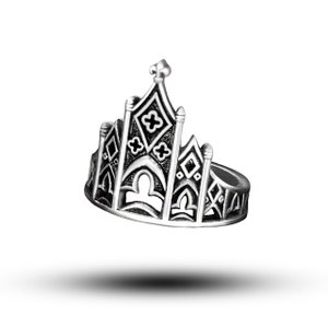 Women Gothic Cathedral Ring - Catholic Medieval Castle, Promise Ring - Medieval Jewelry / Sterling Silver Unique Wedding Band
