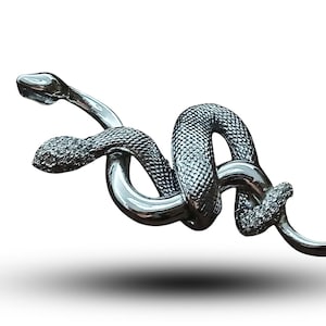 Sterling Silver Snake Pendant, Goth Pendant Two Snakes Intertwined, Serpent Snake Necklace, Gold Snake Pendant, Witch Mystical Jewelry