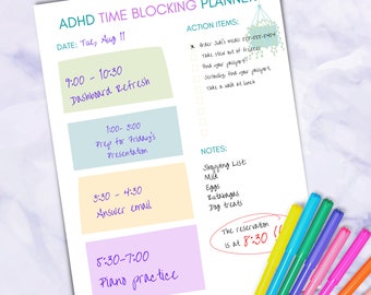 ADHD *COLORFUL* Time Blocking Planner - Goodnotes, Notability, Printable Digital Download