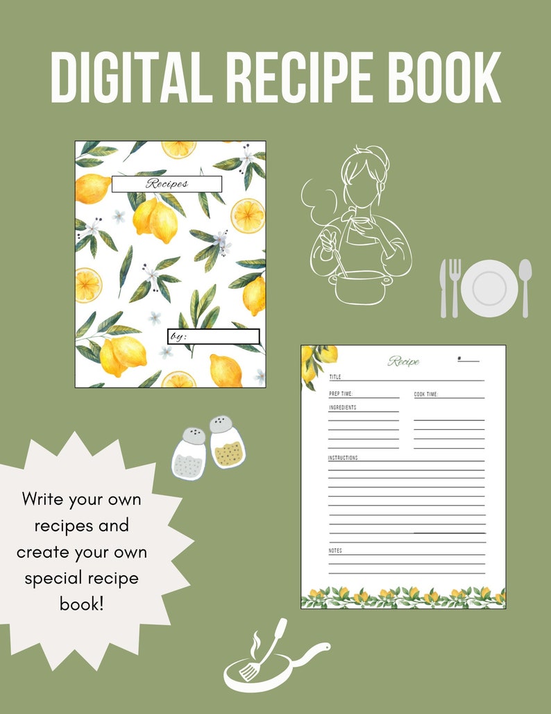 Digital Recipe Book Template, Printable - Etsy