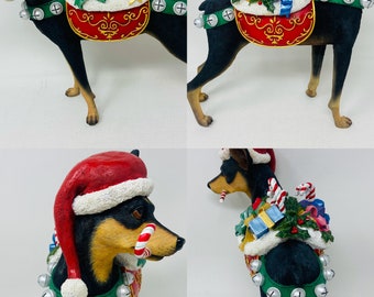 Christmas Miniature Pinscher Hand painted authentic from Danbury Mint