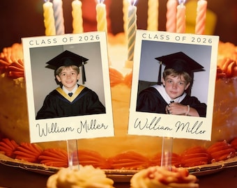 2026 gepersonaliseerde gefeliciteerd afstuderen taarttopper, afstudeerfeest foto gunsten, klasse van 2026 feestdecoraties, afstudeerfeest aandenken