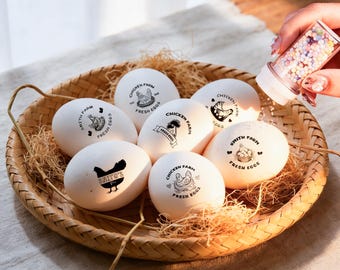 Custom Egg Stamp, Personalized Self ink Labels, Chicken Coop Gifts For Farmer, Farmer's Market Egg Logo