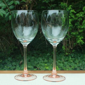 Light Pink Stemmed Wine Glasses | Luminarc Made in France Colorful Wine Glasses | Pair of Wine Glasses