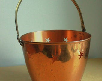 Scandinavian Copper and Brass Ice Bucket with Star Cutouts
