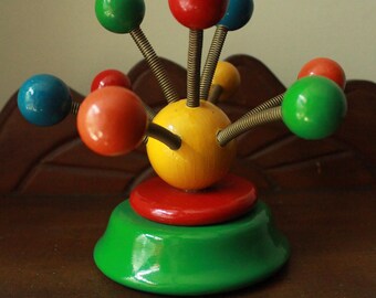 Caja de música Kouvalias Atomic de madera colorida, estilo vintage de los años 70, juguete para niños