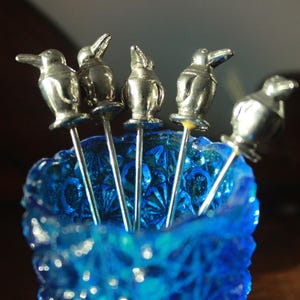 Set of Five Hors D'Oeuvres Picks | Penguin Hors D'Oeuvres Picks | Vintage Party Toothpicks