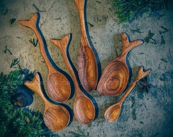 Fish Wooden Spoons | coffee spoon I wooden tea spoon I coffee spoon I Natural Handcrafted Spoon, Hand Carved Wooden Spoon I 5 designs
