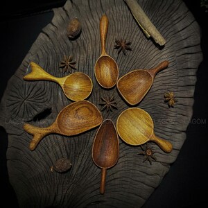 Handmade Wooden Spoons | 6 Designs I wooden tea spoon I coffee spoon I mushroom spoons I Natural Handcrafted Spoon, Hand Carved Wooden Spoon