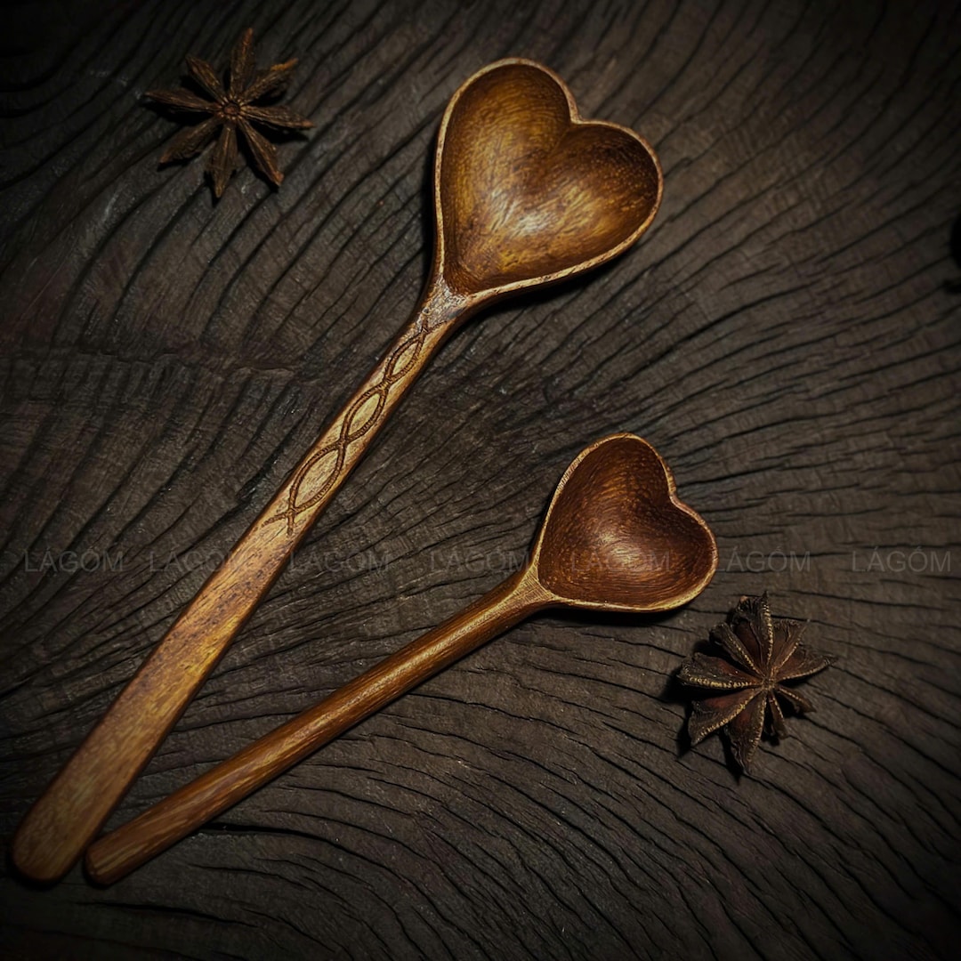 Wood Heart Spoons, Drink Stirrers, Natural Home Decor, Vegan Love ...
