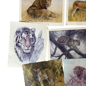Set of 7 BL Marris Prints - Lions - Leopards - Tigers - Reproduction Prints from Independent Liberty Life Insurance Company