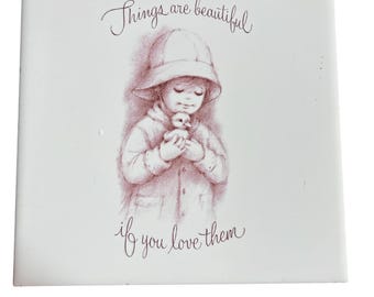 Vintage "Things are beautiful if you love them" Brownie Innocents Tile Trivet