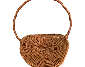 Vintage Made in Yugoslavia Wicker Hand Woven Gathering Harvest Foragers Basket