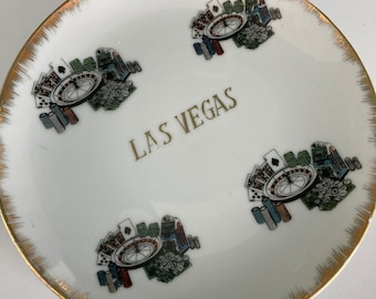 Vintage 50er 60er Jahre Las Vegas Souvenir Wandteller - Roulette - Poker - Kasino - Der Streifen