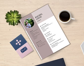 Student with No Experience Resume Template for Grad School, College Students, and High School Students with Cover Letter, 1 Page Resume