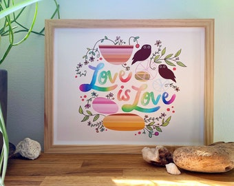 Love Is Love  ~  Bird Print 11x14