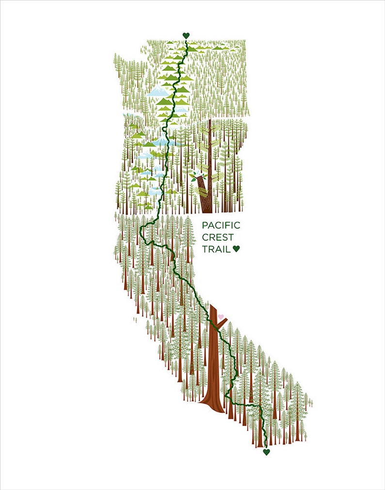 Pacific Crest Trail State Map Print image 6