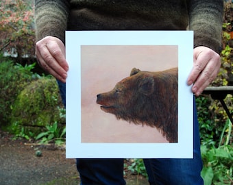 Sunset, Grizzly - 11x11 Art Print