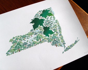 New York - State Tree print 11x14