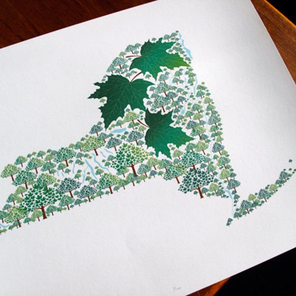 New York - State Tree print 11x14