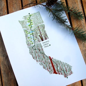 Pacific Crest Trail - Staatskaart afdrukken