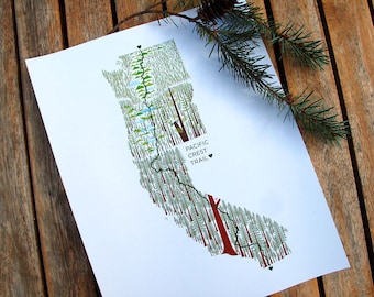 Pacific Crest Trail - State Map Print