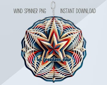 Vaterländischer Stern Wind Spinner PNG, Sublimationsdesign (Digitaler Download)
