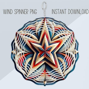 Patriotic Star Wind Spinner PNG, Colorful Wind Spinner Sublimation Design, Instant Download, Vibrant Windspinner Image, American flag garden