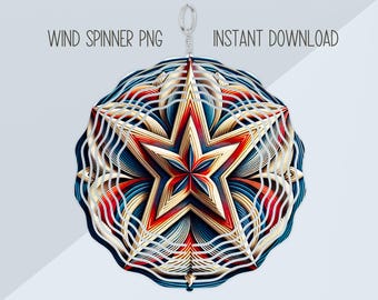 Vaterländischer Stern Wind Spinner PNG, Sublimationsdesign (Digitaler Download)