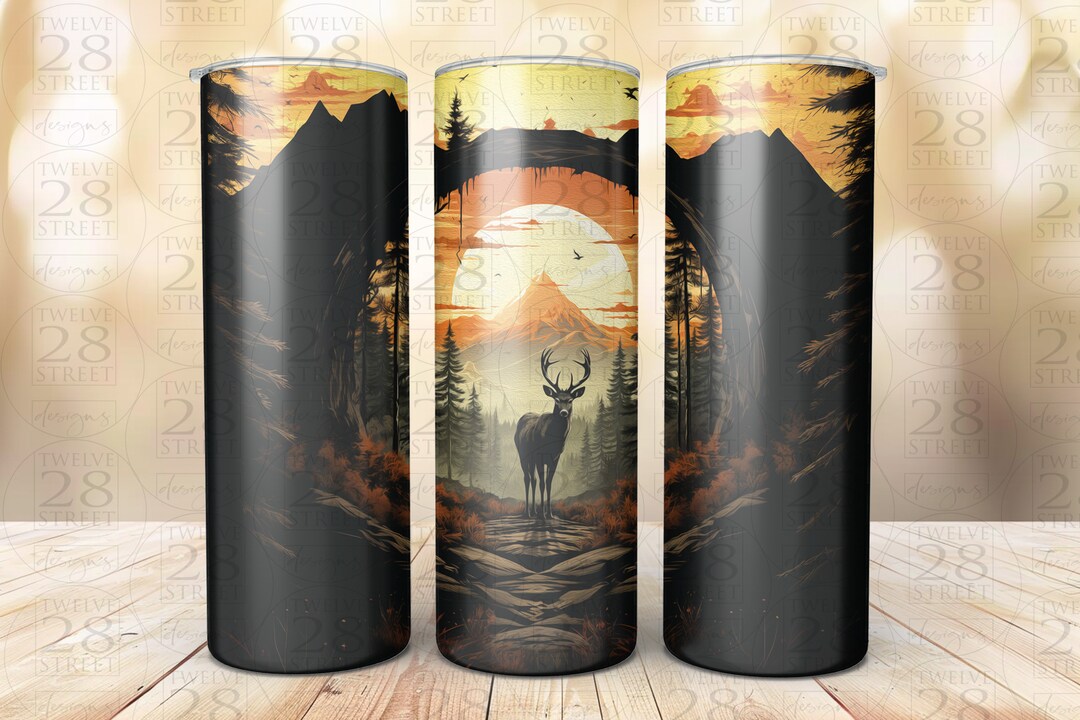 Buck / Deer, 20 Oz Skinny Sublimation Tumbler Wrap Digital Design, PNG ...