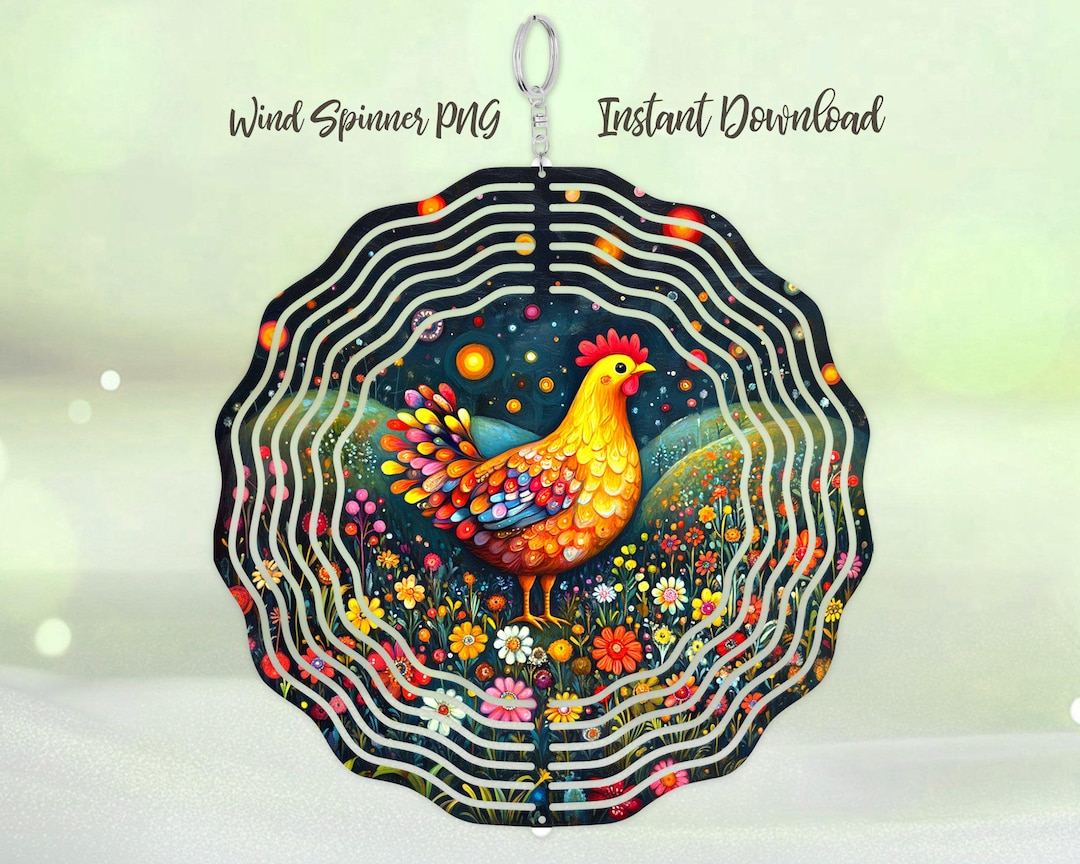 Chicken Wind Spinner PNG, Colorful Wind Spinner Sublimation Design ...