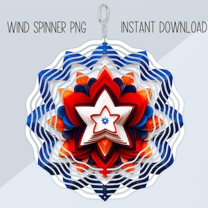 Patriotic Star Wind Spinner PNG, Colorful Wind Spinner Sublimation Design, Instant Download, Vibrant Windspinner Image, American flag garden
