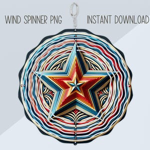 Patriotic Star Wind Spinner PNG, Colorful Wind Spinner Sublimation Design, Instant Download, Vibrant Windspinner Image, American flag garden