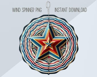 Vaterländischer Stern Wind Spinner Sublimationsdesign (PNG)