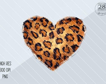 Leopard Print Heart PNG Design (Digital Download)
