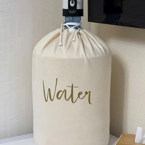 Light Beige (Ivory) Printed Water Bottle Cover. Bottle Case. Cover for cooler. 5 Gallon Top Spout Bottle Cover. Cover for water jug. Carboy.