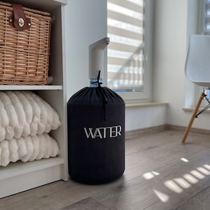 Dark Grey Printed Water Bottle Cover. Bottle Case. Cover for Bottle. Home Decor. 5 Gallon Top Spout Bottle Cover. Case for 5G Water Bottle.